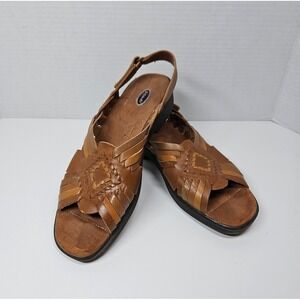 Dr Scholl's Women's Woven Brown Leather Sling-Back Sandals Size 7.5